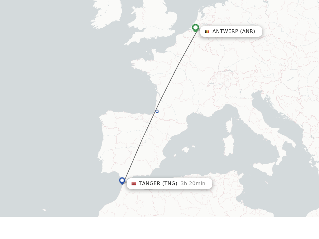 Direct (nonstop) flights from Antwerp to Tangier schedules