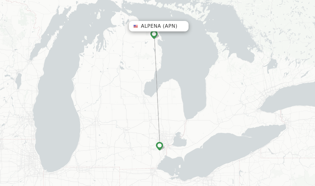 Direct (nonstop) flights from Alpena to Sault Ste. Marie schedules