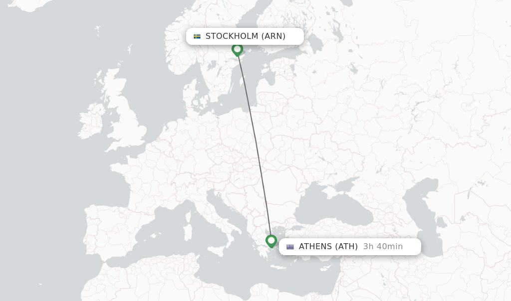 Direct (nonstop) flights from Stockholm to Athens schedules