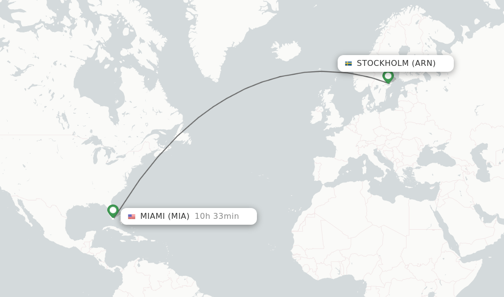 Direct (nonstop) flights from Stockholm to Miami schedules