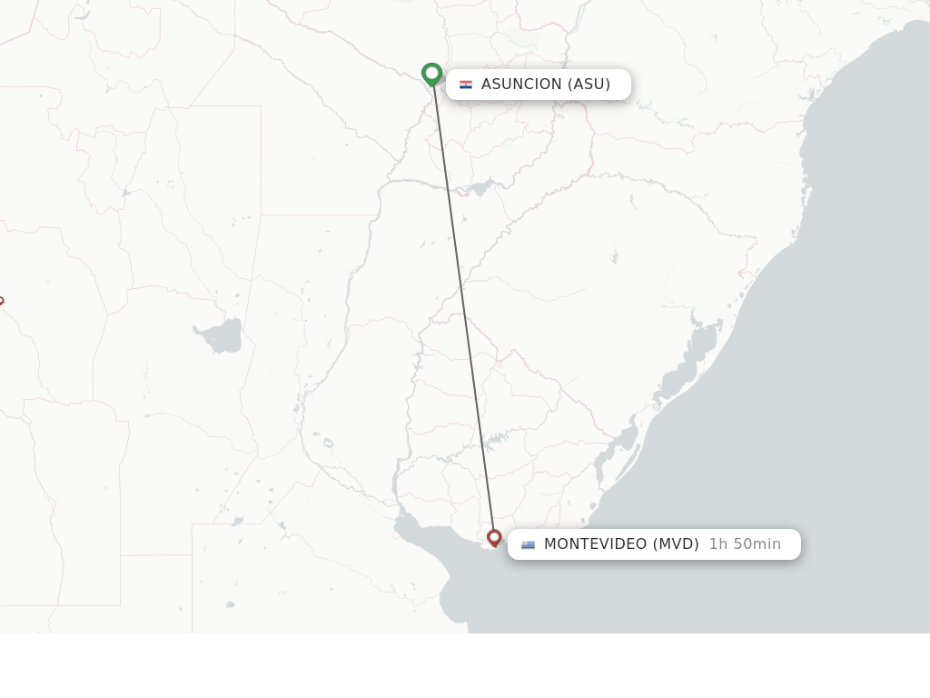 Direct (nonstop) flights from Asuncion to Montevideo schedules