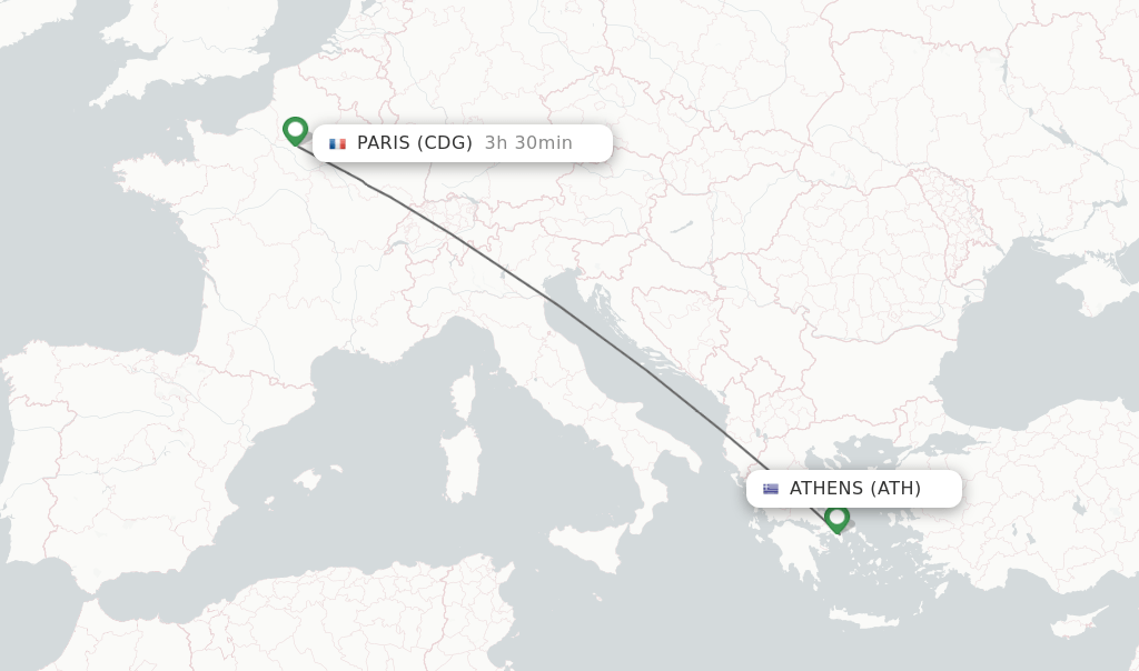 Direct (nonstop) flights from Athens to Paris schedules