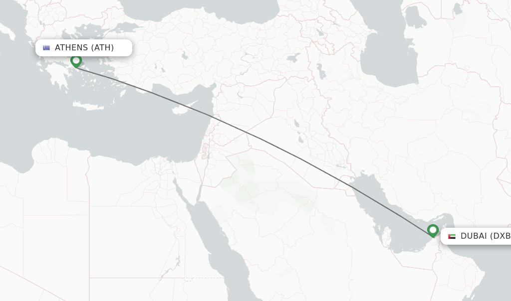 Direct (nonstop) flights from Athens to Dubai schedules