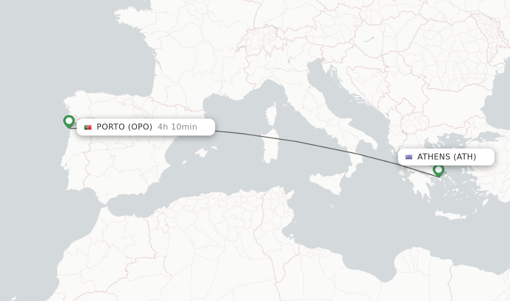 Direct (nonstop) flights from Athens to Porto schedules