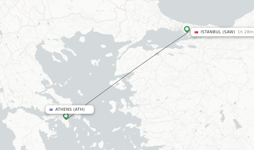 Direct (nonstop) flights from Athens to Istanbul schedules