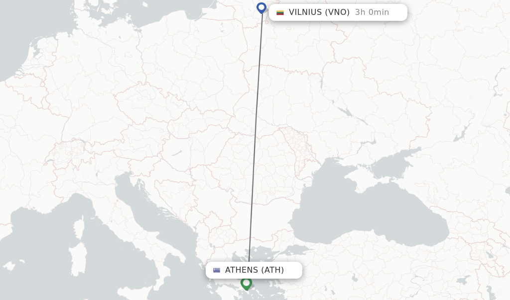 Direct (nonstop) flights from Athens to Vilnius schedules
