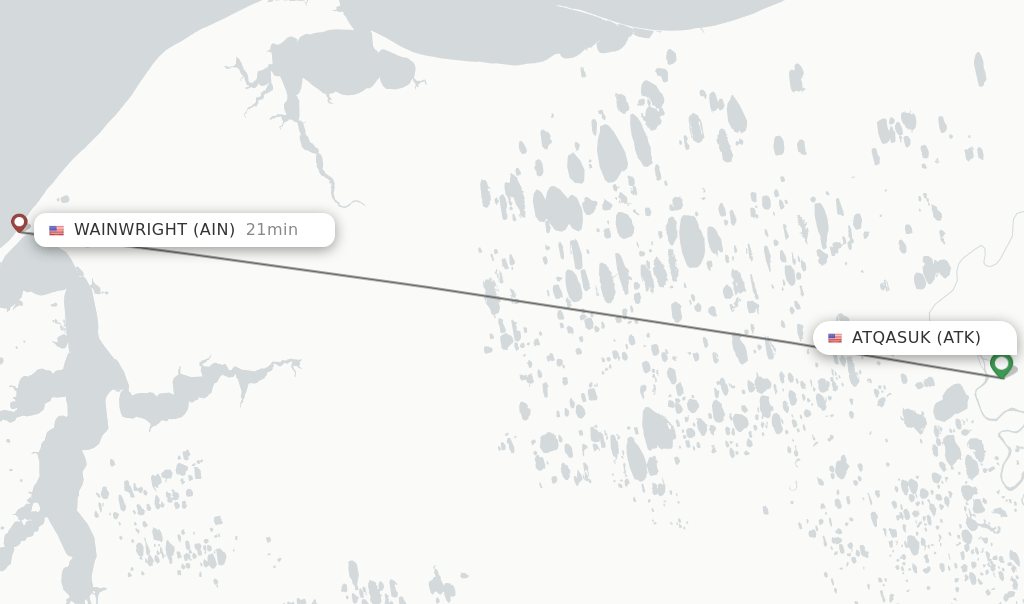 Direct (nonstop) flights from Atqasuk to Wainwright schedules