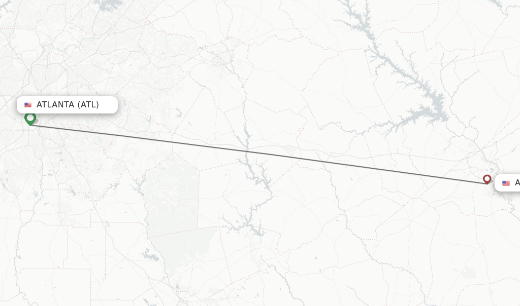 Direct (nonstop) flights from Atlanta to Augusta schedules