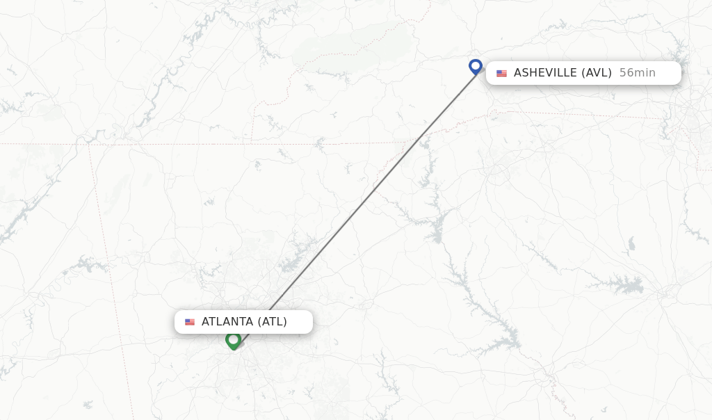 Direct (nonstop) flights from Atlanta to Asheville schedules
