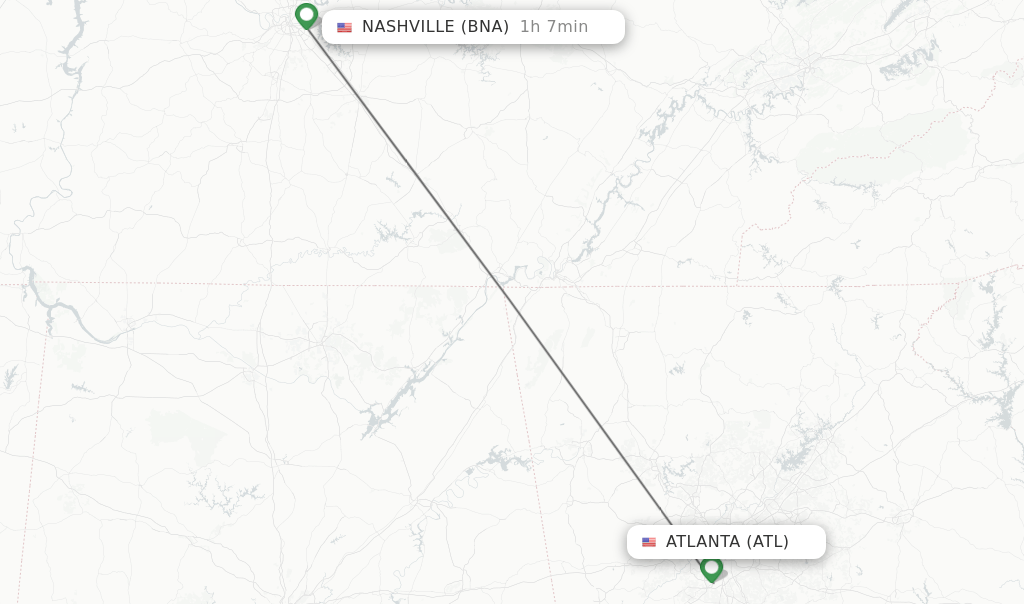 Direct (nonstop) flights from Atlanta to Nashville schedules