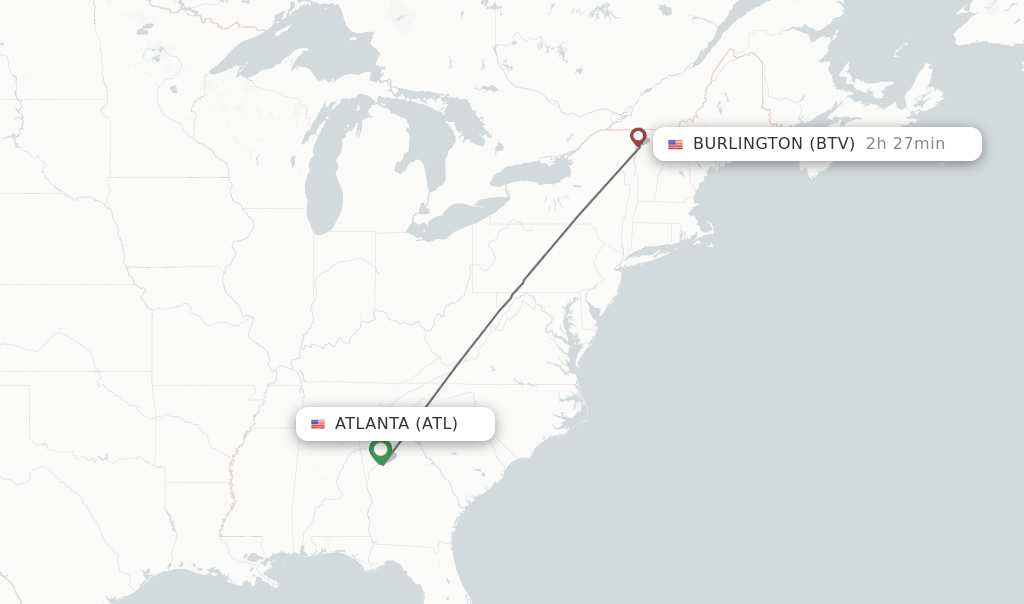 Direct (nonstop) flights from Atlanta to Burlington schedules