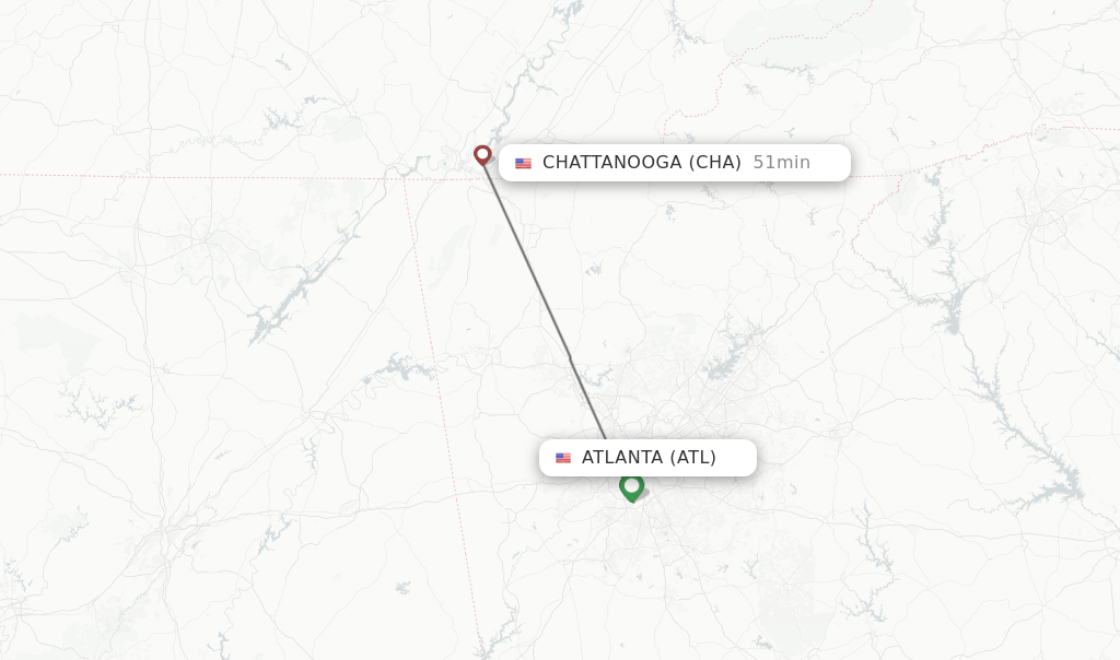 Direct (nonstop) flights from Atlanta to Chattanooga schedules