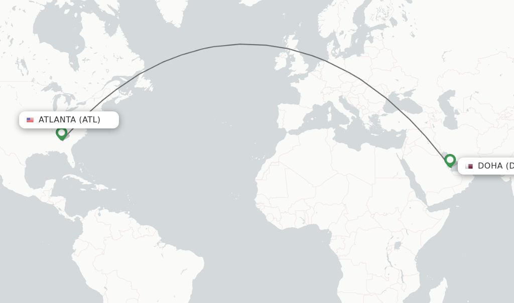 Direct (nonstop) flights from Atlanta to Doha schedules