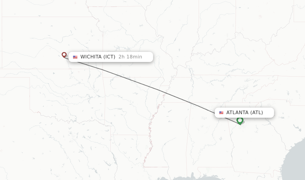 Direct (nonstop) flights from Atlanta to Wichita schedules