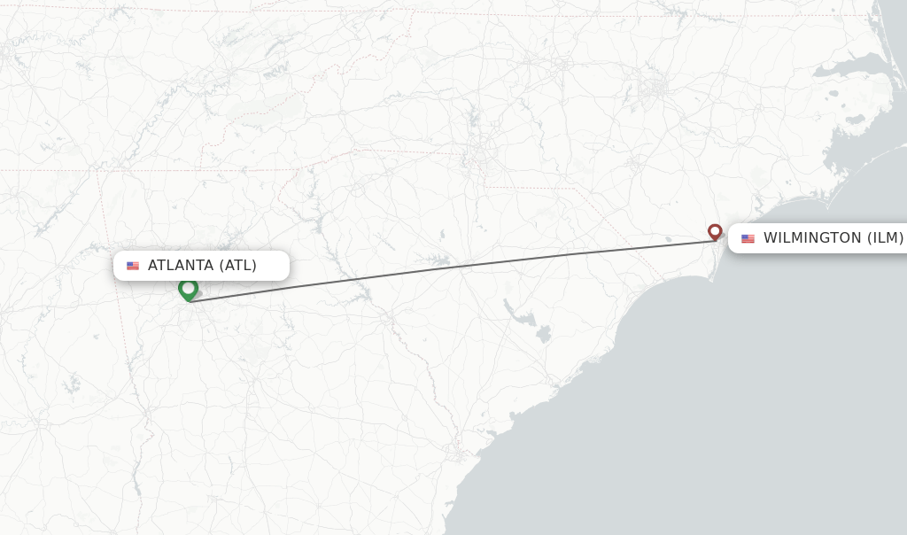 Direct (nonstop) flights from Atlanta to Wilmington schedules