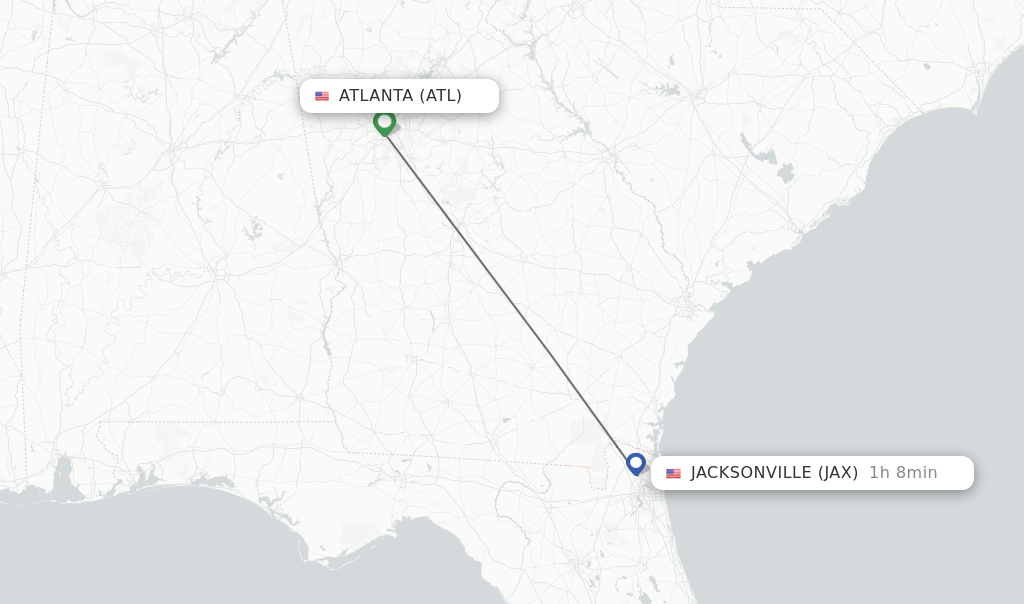 Direct (nonstop) flights from Atlanta to Jacksonville schedules