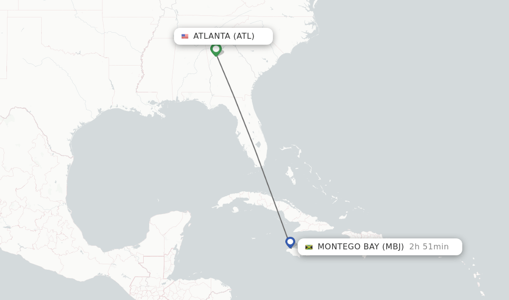 Direct (nonstop) flights from Atlanta to Montego Bay schedules