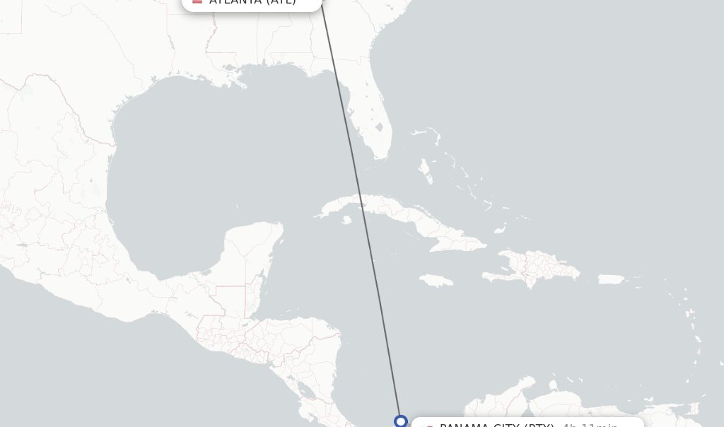 Direct (nonstop) flights from Atlanta to Panama City schedules