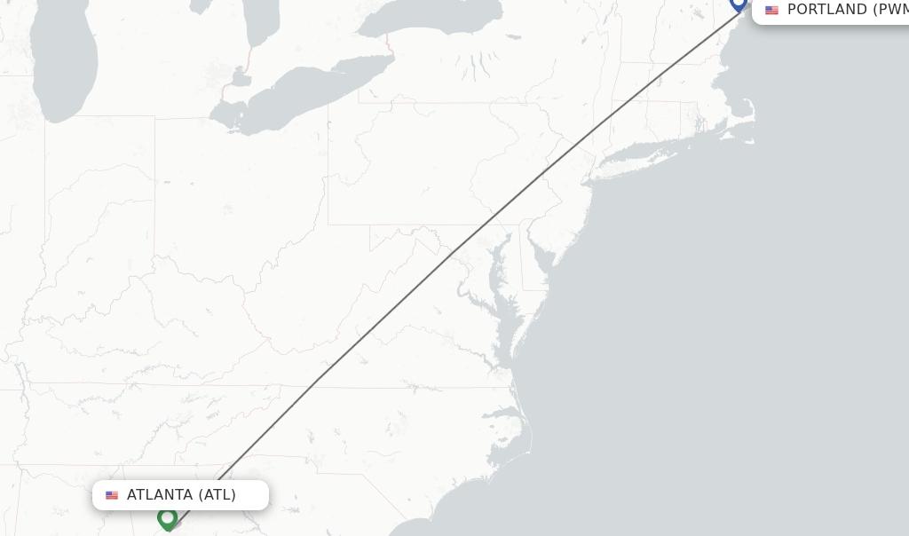 Direct (nonstop) flights from Atlanta to Portland schedules