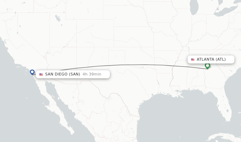 Direct (nonstop) flights from Atlanta to San Diego schedules