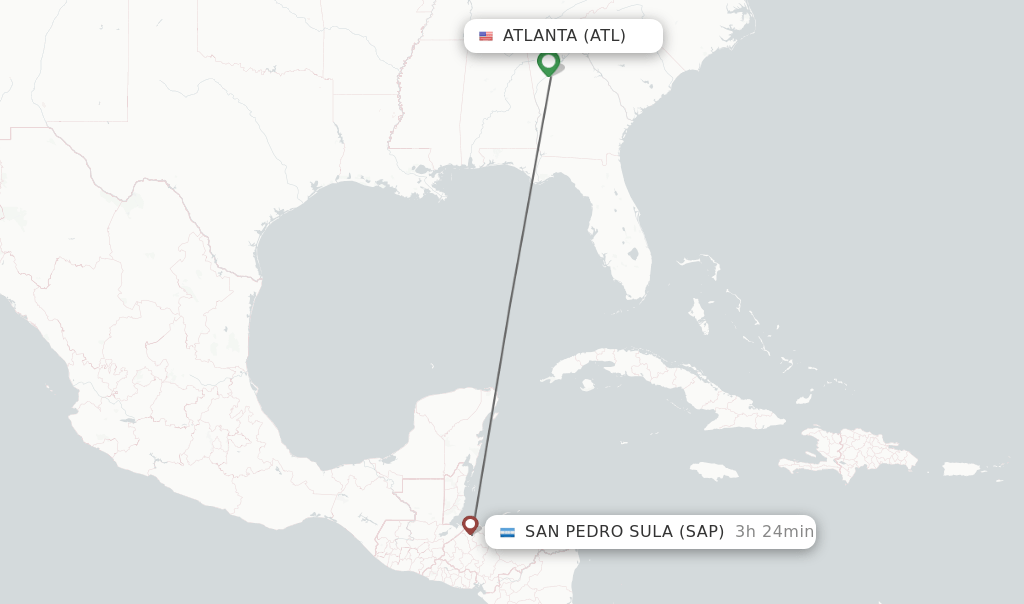 Direct (nonstop) flights from Atlanta to San Pedro Sula schedules