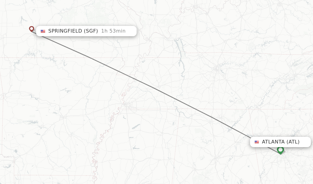 Direct (nonstop) flights from Atlanta to Springfield schedules