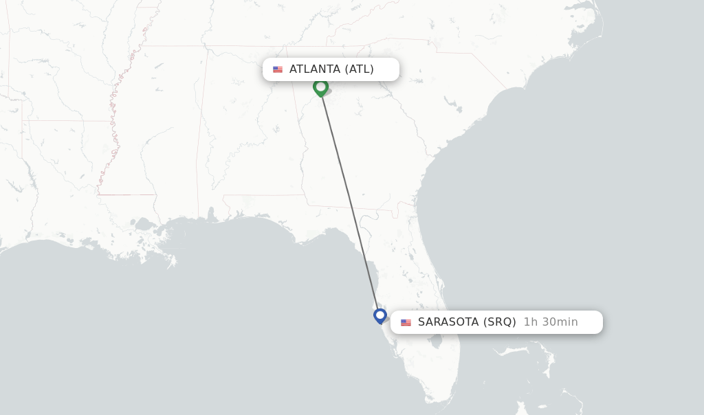 Direct (nonstop) flights from Atlanta to Sarasota schedules