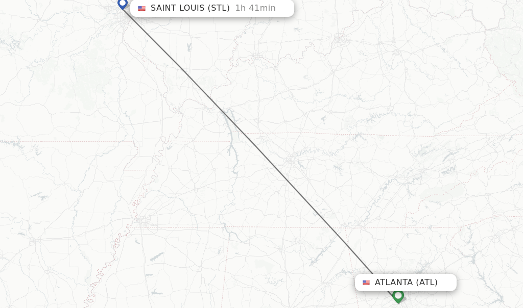 Direct (nonstop) flights from Atlanta to Saint Louis schedules