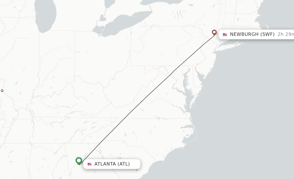 Direct (nonstop) flights from Atlanta to Newburgh schedules