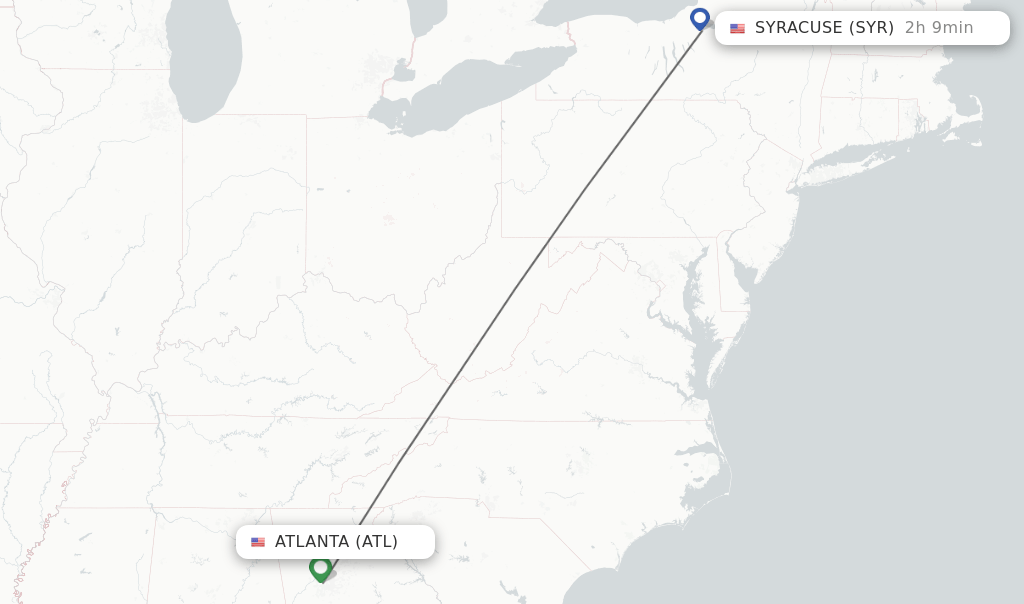 Direct (nonstop) flights from Atlanta to Syracuse schedules