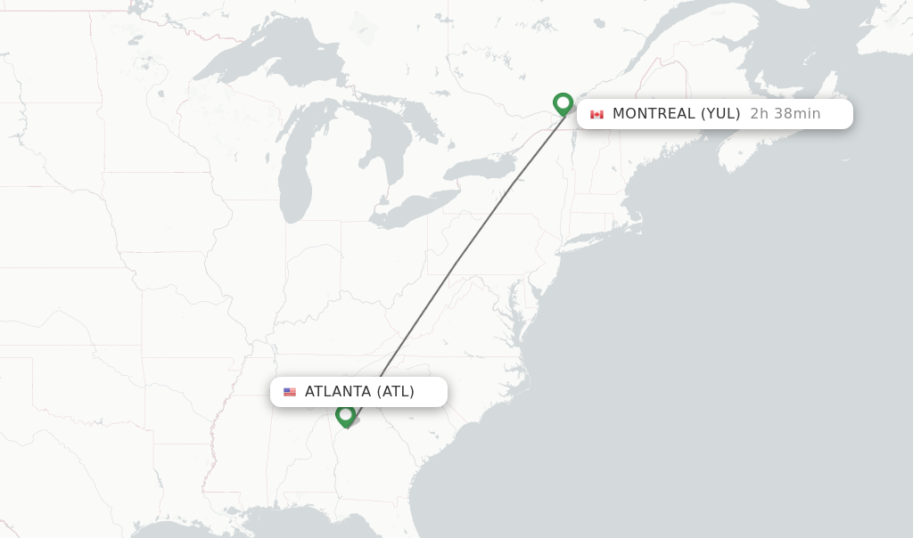 Direct (nonstop) flights from Atlanta to Montreal schedules