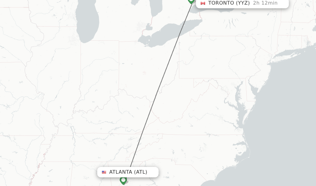 Direct (nonstop) flights from Atlanta to Toronto schedules