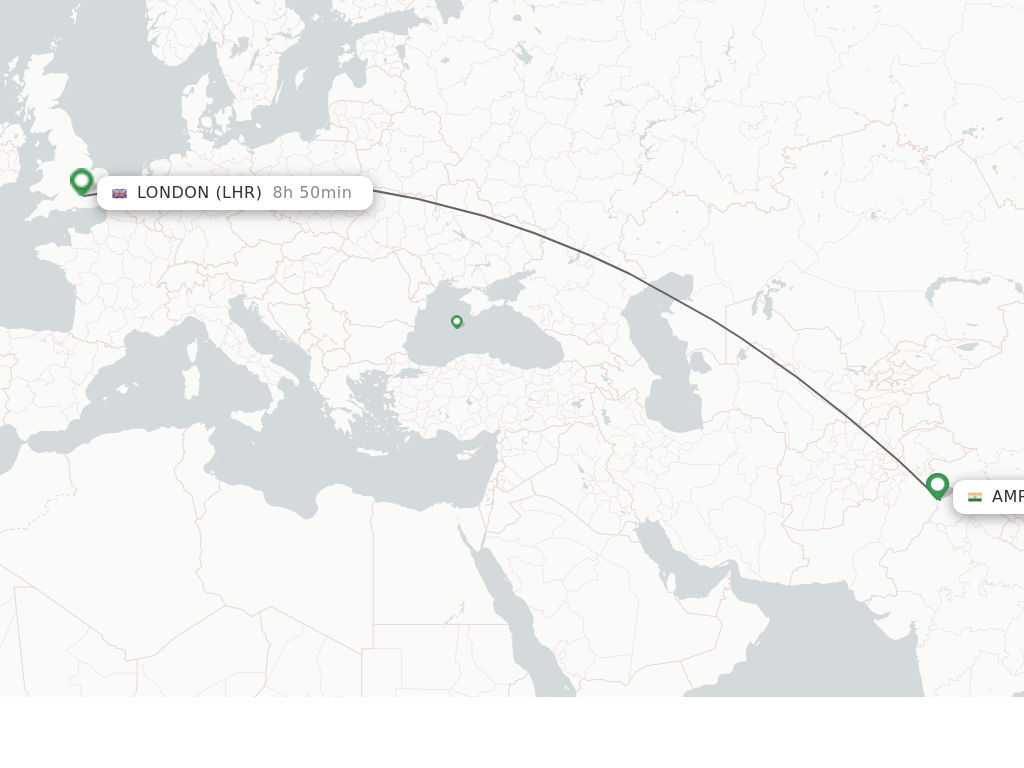 Direct (nonstop) flights from Amritsar to London schedules