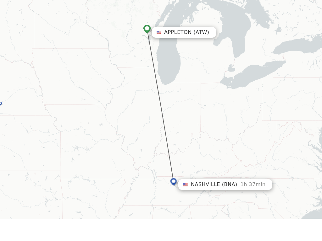 Direct (nonstop) flights from Appleton to Nashville schedules