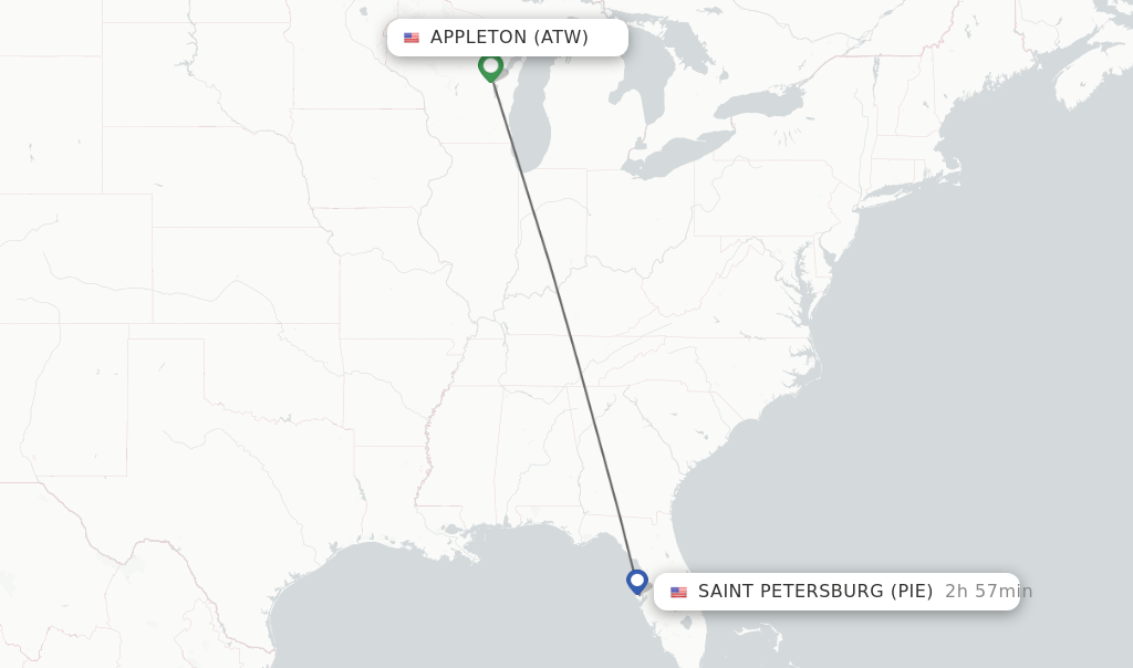 Direct (nonstop) flights from Appleton to Saint Petersburg schedules