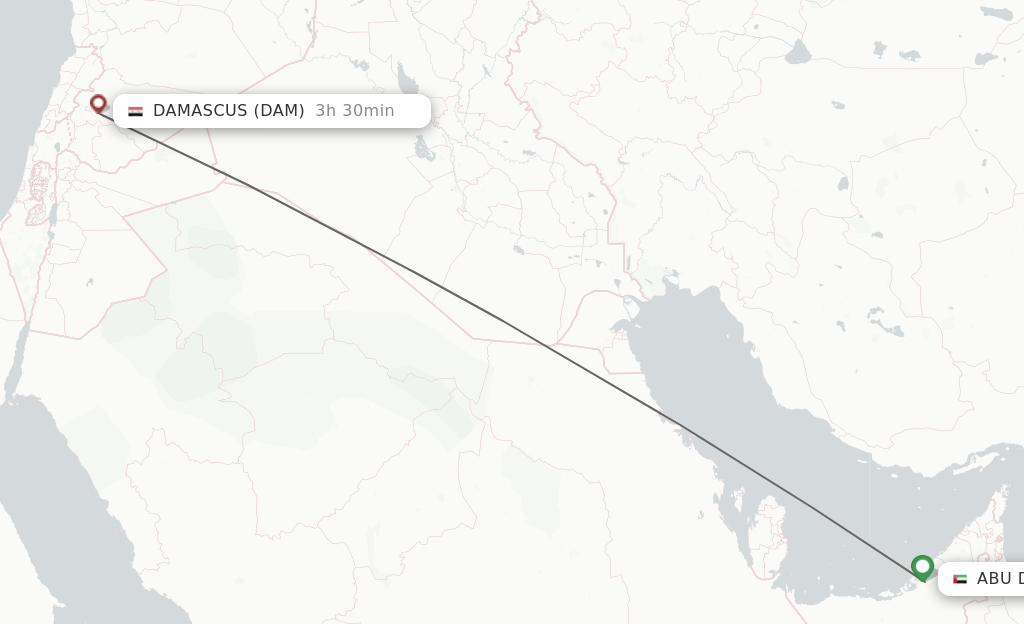 Direct (nonstop) flights from Abu Dhabi to Damascus schedules
