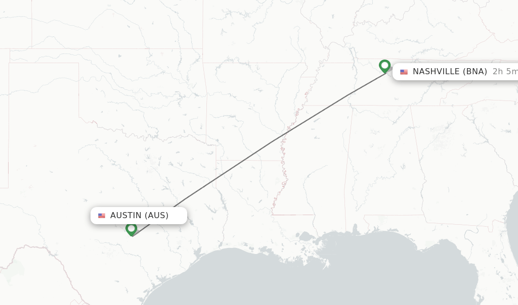 Direct (nonstop) flights from Austin to Nashville schedules