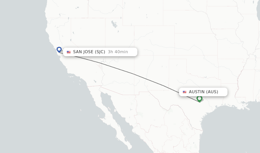 Direct (nonstop) flights from Austin to San Jose schedules