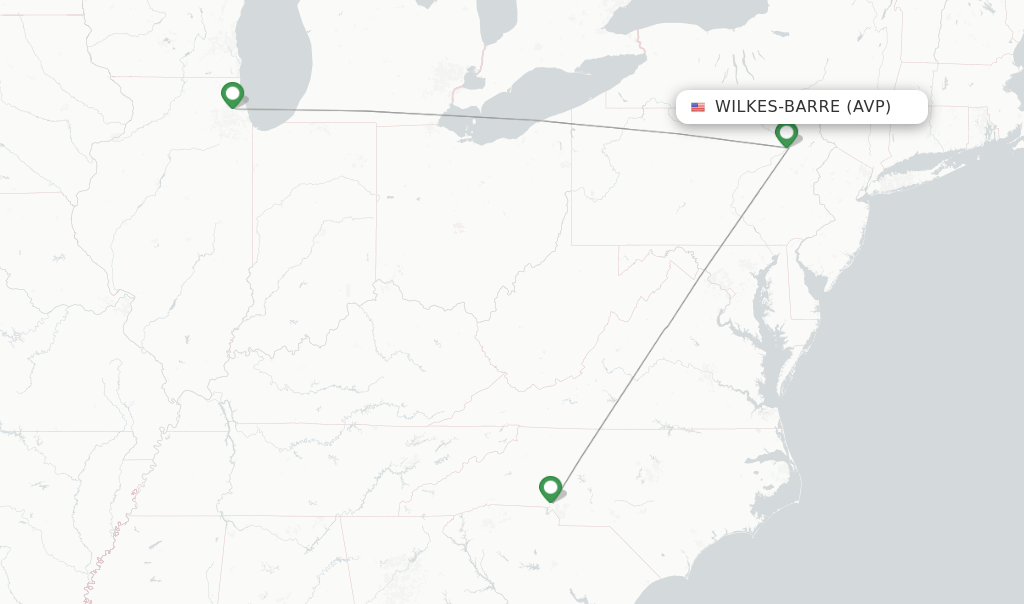 American Airlines flights from WilkesBarre, AVP