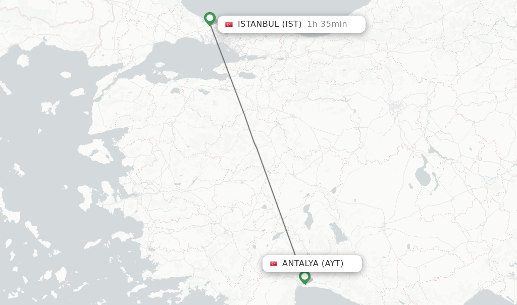 Direct (nonstop) flights from Antalya to Istanbul schedules