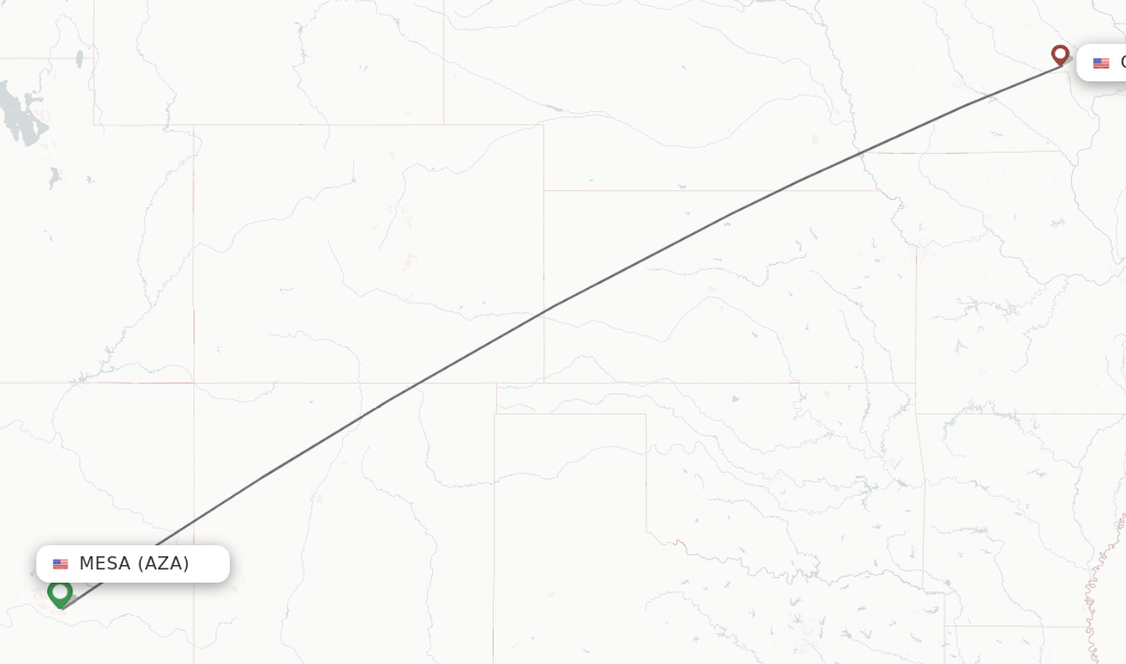Direct (nonstop) flights from Mesa to Cedar Rapids schedules