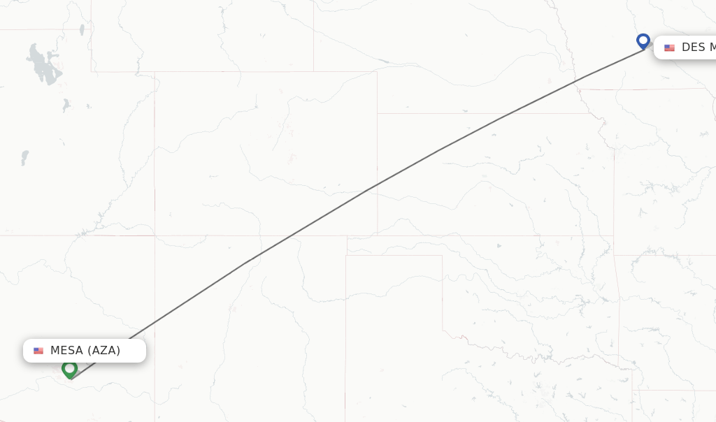 Direct (nonstop) flights from Mesa to Des Moines schedules