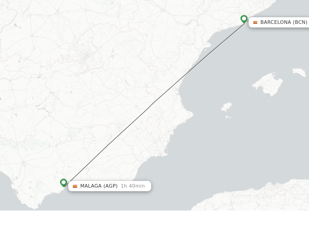 Direct (nonstop) flights from Barcelona to Malaga schedules
