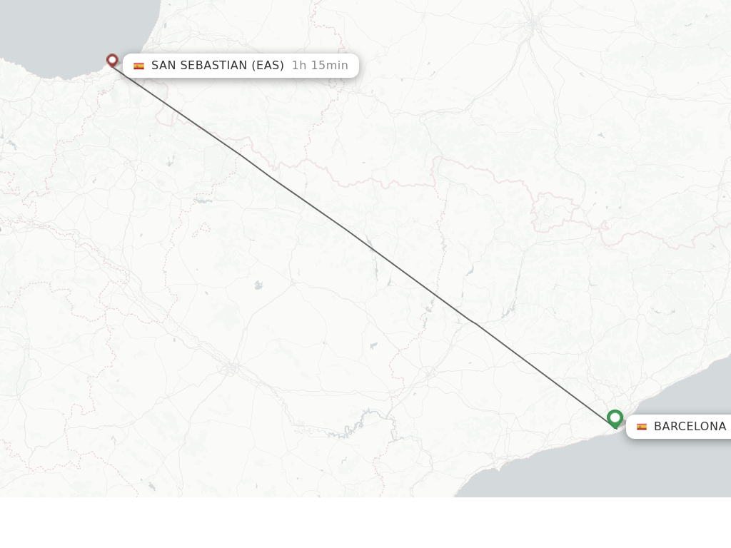 Direct (nonstop) flights from Barcelona to San Sebastian schedules