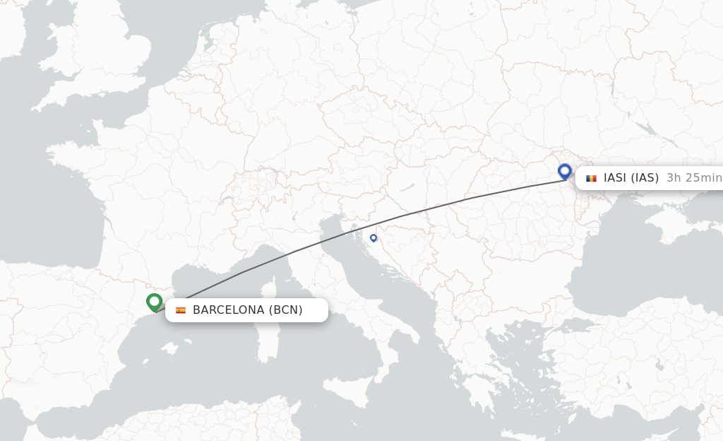 Direct (nonstop) flights from Barcelona to Iasi schedules