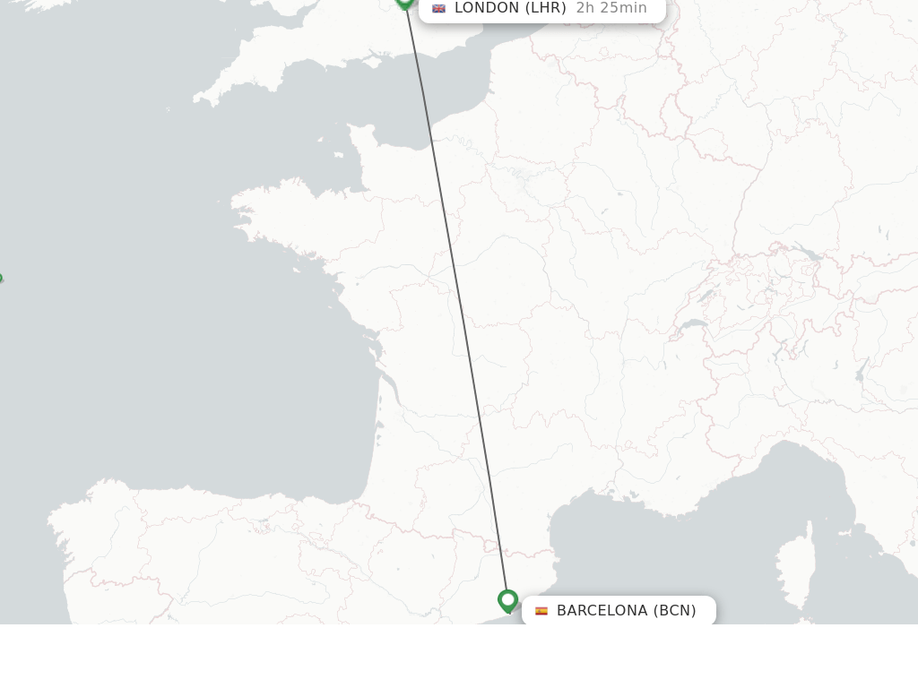 Direct (nonstop) flights from Barcelona to London schedules