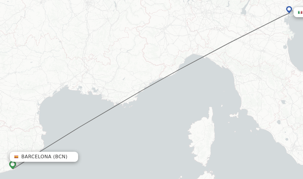 Direct (nonstop) flights from Barcelona to Venice schedules