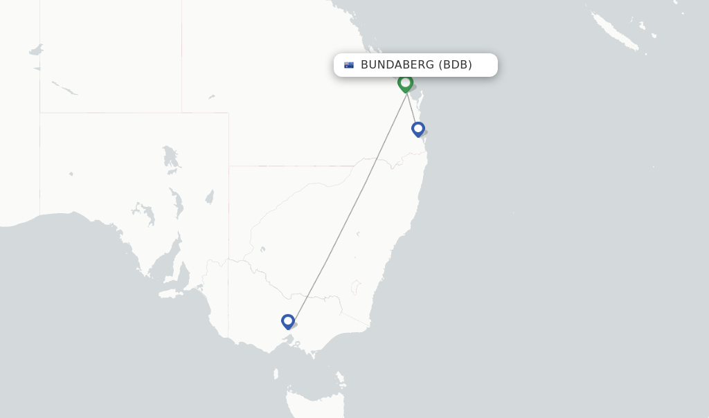 Direct (nonstop) flights from Bundaberg to Melbourne schedules