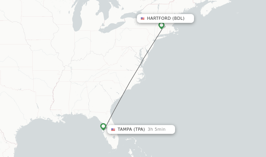 Direct (nonstop) flights from Hartford to Tampa schedules