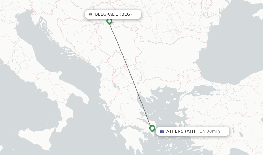 Direct (nonstop) flights from Belgrade to Athens schedules